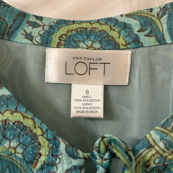 LOFT Women's Green Patterned Top - Picture 3 of 6